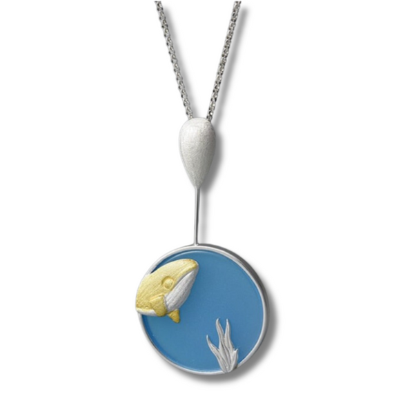 Whale In The Sea | Blue Agate | Sterling Silver | 18K Gold | Necklace