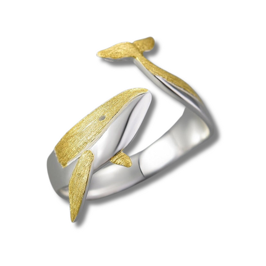 Whale | Sterling Silver | 18K Gold | Adjustable Ring