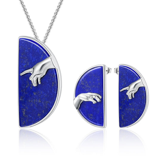 Michelango's Hand Of God | Sterling Silver | Lapis | Jewelry Set