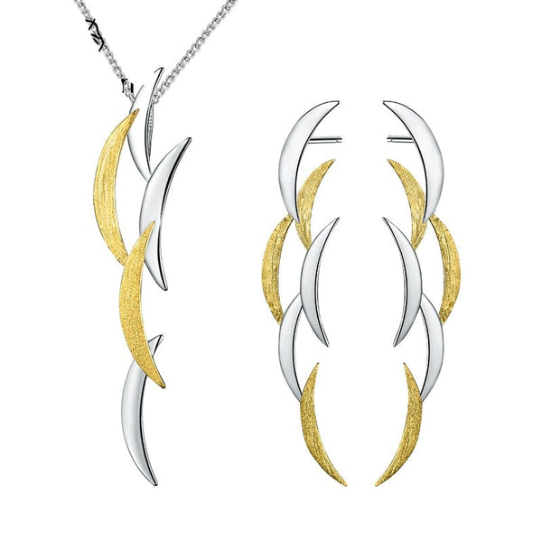 Crescent Moon Cluster | Sterling Silver | 18K Gold | Jewelry Set